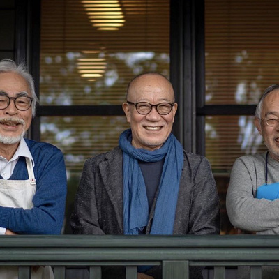 左から宮崎駿、久石譲、鈴木敏夫