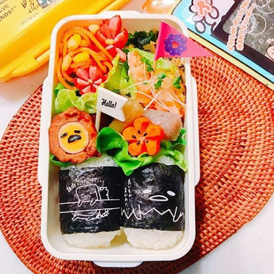 ぐでたまプリントのりとゆで卵ぐでたまの弁当