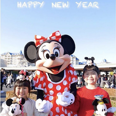 ミッキーぬいぐるみつきカチューシャ×ぬいぐるみコーデ