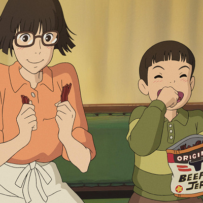 おやつを食べるヒロさんと陸