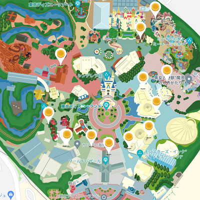 スーベニアメダルを作成できる場所マップ