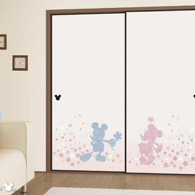 ミッキー＆ミニーのふすま紙（ミッキー取手）