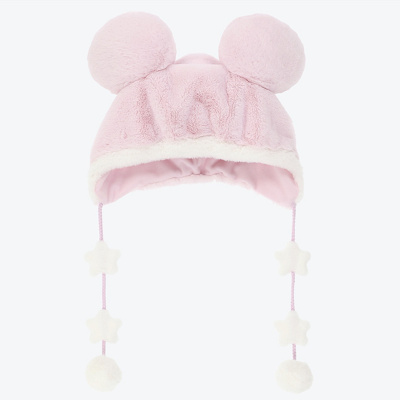 ミッキーふわふわ紐付きファンキャップ（ピンク）