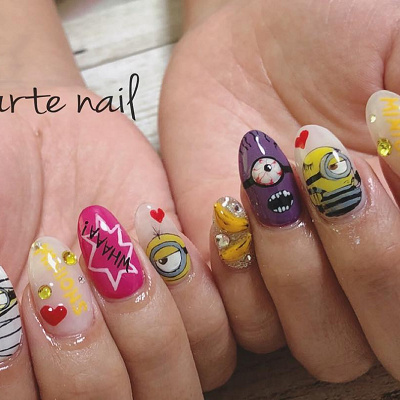 ミニオン詰め込みネイル