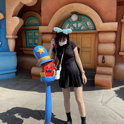 ミニースパンコールカチューシャ(シーブルー)コーデ