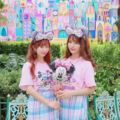 パステルチェックコーデ