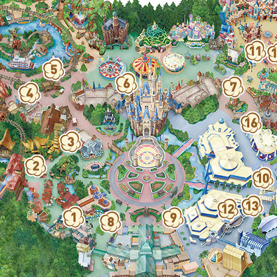 東京ディズニーランドのポップコーン販売場所地図