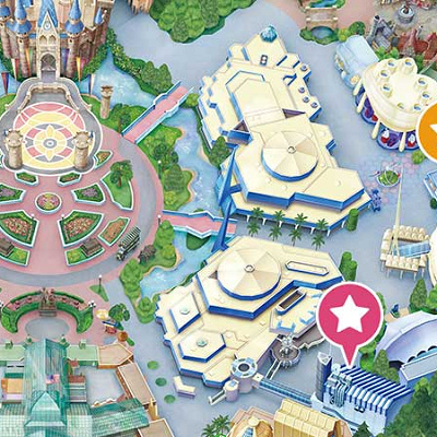 スター・ツアーズの位置（赤い星印）