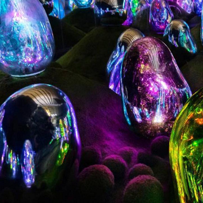 チームラボ『呼応する小宇宙の苔庭』