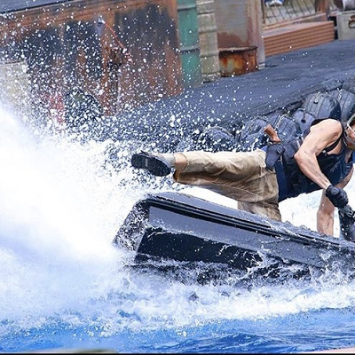 水上スキーでの演出