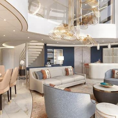 ウィッシュタワーの吹き抜けのリビングルーム