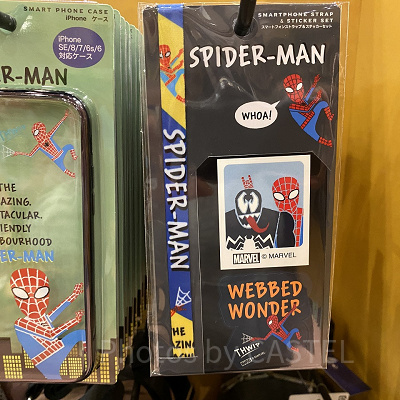 USJスパイダーマングッズ/スマートフォンストラップ＆ステッカーセット/「WEBBED WONDER」