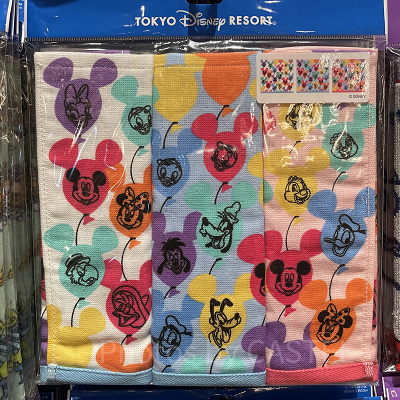 ディズニーランドお土産ランキング15位：ミッキーバルーンのミニタオル3枚セット