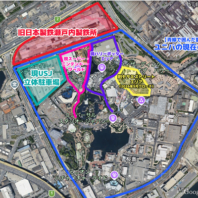 旧日本製鉄瀬戸内製鉄所と立体駐車場が拡張部分の候補