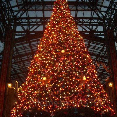 ワールドバザールの天井にまで届きそうなクリスマスツリー