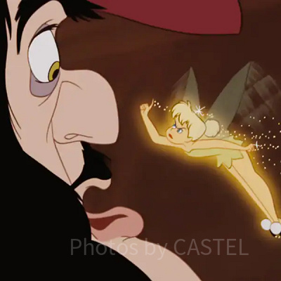 ティンカーベルと話すフック船長