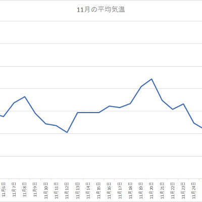 千葉県 2020年11月の平均気温