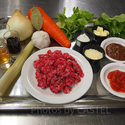 クリーミースパゲッティ、ミートソース材料