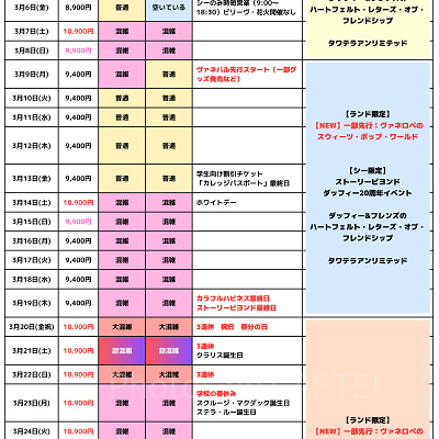2026年3月のディズニー混雑予想カレンダー