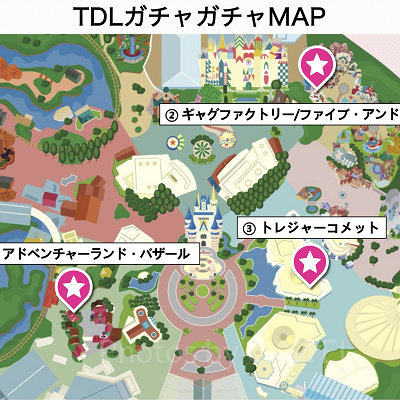 ディズニーランドガチャガチャ：カプセルトイの販売場所MAP