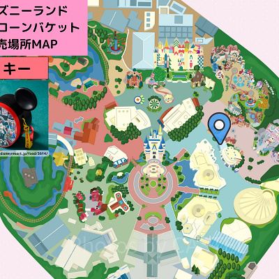 ディズニーランドのポップコーンバケット販売場所MAP：ミッキー