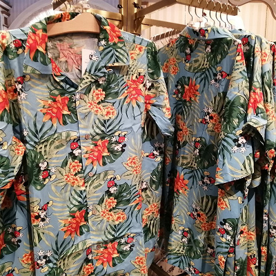 花柄×ミッキーアロハシャツ