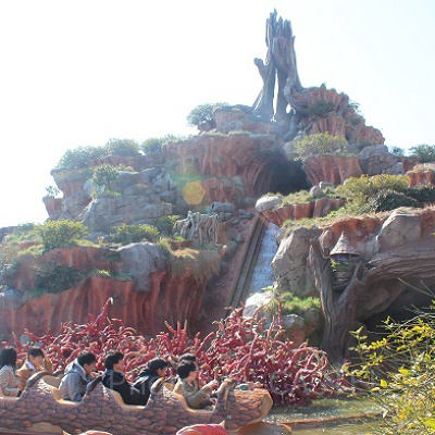 落下のあるスプラッシュ・マウンテンでは大はしゃぎ