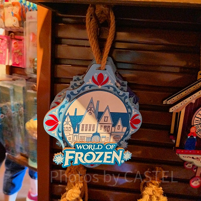 香港ディズニーアナ雪グッズ：木彫りの壁飾り（アレンデール建築）