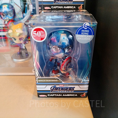 香港ディズニーマーベルグッズ：キャプテンアメリカのマスコットフィギュアスタンド