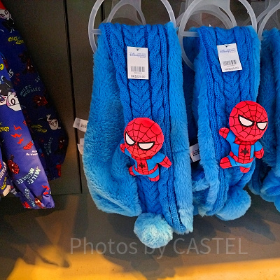 香港ディズニーマーベルグッズ：スパイダーマンのぬいぐるみマフラー