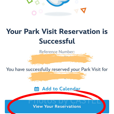 香港ディズニー入園予約:予約成功画面です!予約内容を確認してみましょう。