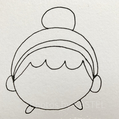 シンデレラ書き方⑥顔の斜め下に足を描く