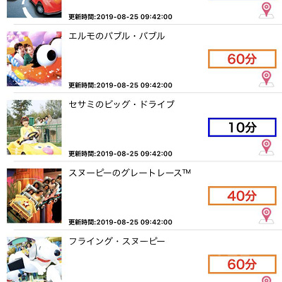 USJアプリの使い方（アトラクション）