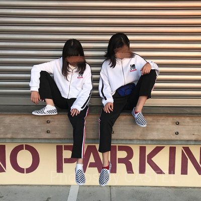 ラインアイテム×VANSチェックスリッポンのおそろコーデ