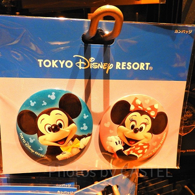 ミッキー＆ミニー実写缶バッチ