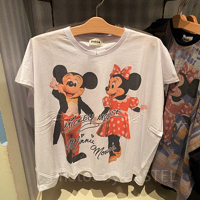 ミッキー＆ミニーレディースTシャツ（ホワイト）