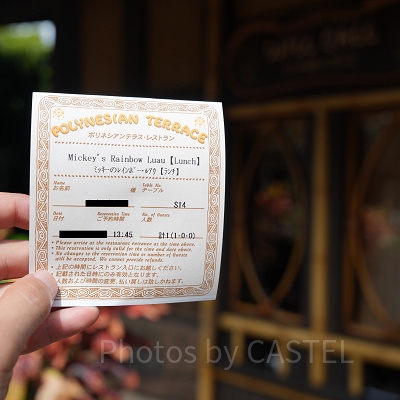 ミッキーのレインボールアウ：紙の予約票
