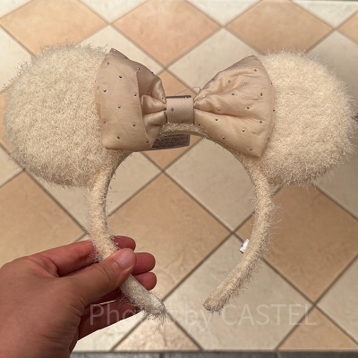 ミニーリボンモヘアカチューシャ（白）