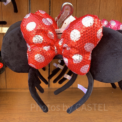 ミニーリボンスパンコールカチューシャ(レッド)