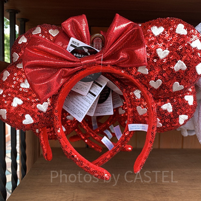 ミニースパンコールカチューシャ(ハート/レッド)