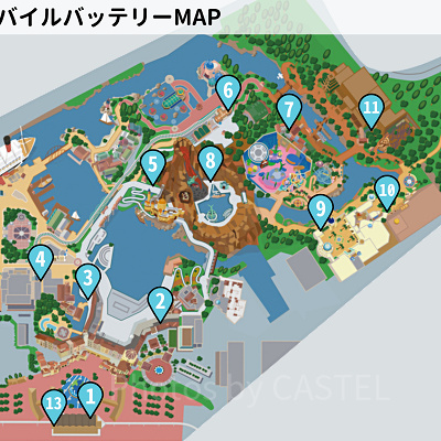モバイルバッテリーレンタルサービスの場所MAP：ディズニーシー