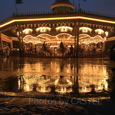 雨で閑散とするパーク