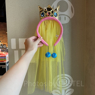 ピーチ姫のロングベール付きカチューシャ