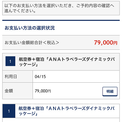 お支払い方法を選択（ANA）