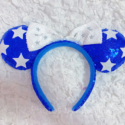 スパンコールカチューシャ　ブルー