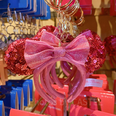 スパンコールカチューシャキーチェーン（ピンク）