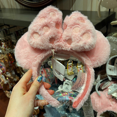 上海ディズニーカチューシャ：リボン付きボアカチューシャ