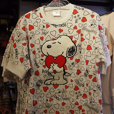 スヌーピーハート柄トレーナー生地Tシャツ