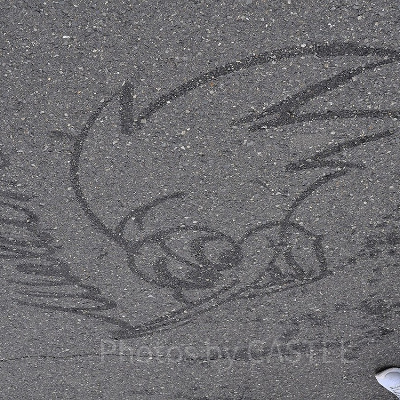 USJクルーが描いたウッディ・ウッドペッカーのスプレーイラスト