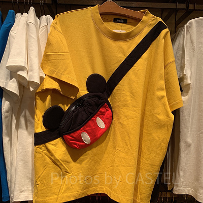 ショルダーバッグ風ポケット付きTシャツ（イエロー）